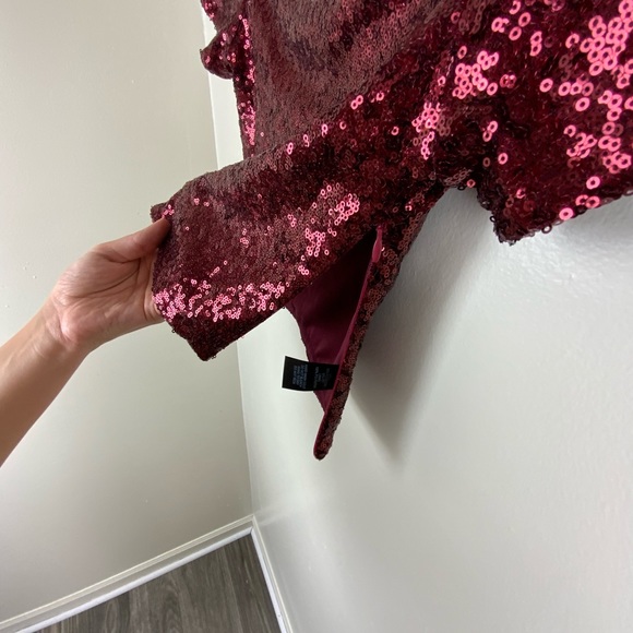 Lulu’s | Born To Stun Burgundy Sequin Off-The-Shoulder Crop Top - Picture 5 of 9